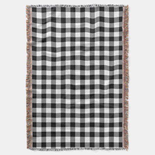 Elegantes Schwarz-Weiß-Gingham-Karo-Muster Decke (Vorderseite Vertikal)