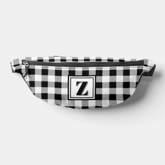 Elegantes Schwarz-Weiß-Gingham mit anpassbarem Mon Bauchtasche