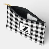 Elegantes Schwarz-Weiß-Gingham mit anpassbarem Mon Zubehörtasche (Offen)