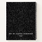 Elegantes Schwarz-weiß Glitzer Sketchbook Notizblock (Rückseite)