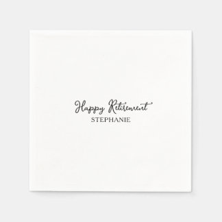 Elegantes Schwarz-Weiß-Glückwunsch zur Rente Serviette