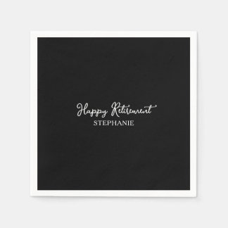 Elegantes Schwarz-Weiß-Glückwunsch zur Rente Serviette