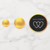 Elegantes Schwarz-weiß & Gold Konfetti (Rückseiten)