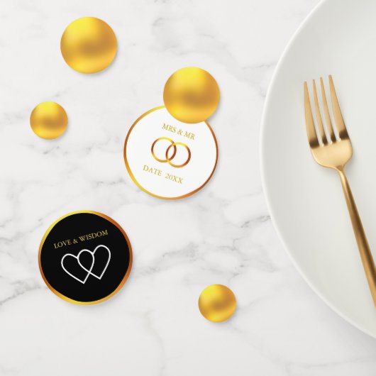 Elegantes Schwarz-weiß & Gold Konfetti (Gruppe)