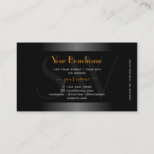 Elegantes Schwarz-weiß Gradient Orange Frame Monog Visitenkarte (Rückseite)