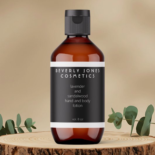 Elegantes schwarz-weiß-grenzenloses Kosmetiklabel