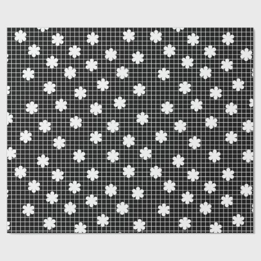 Elegantes Schwarz-Weiß-Grid Geschenkpapier (Flach)