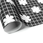 Elegantes Schwarz-Weiß-Grid Geschenkpapier (Rolleneckpunkt)