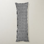 Elegantes Schwarz-Weiß-Griechisches Muster Seitenschläferkissen (Rückseite (Vertikal))