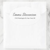 Elegantes Schwarz-Weiß-Handwriting Beruflich Ovaler Aufkleber (Tasche)