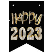 Elegantes Schwarz-Weiß-Happy New Year 2023 Wimpelkette (Erste Fahne)