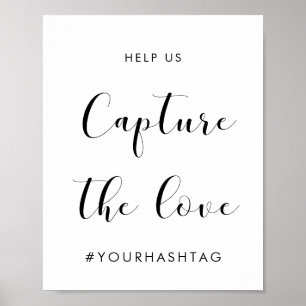 Elegantes Schwarz-Weiß-Hashtag-Hochzeitszeichen Poster