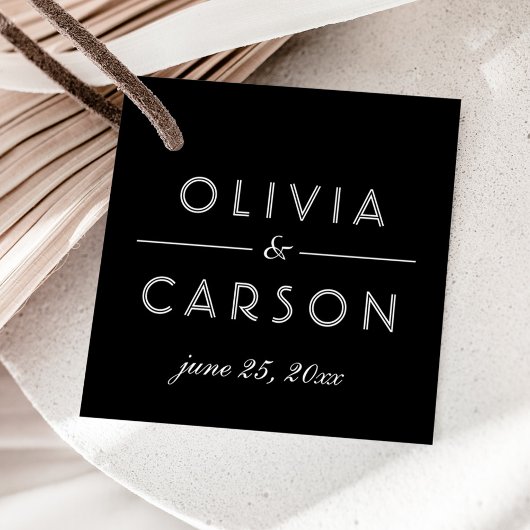 Elegantes Schwarz-Weiß-Hochzeitmonogramm Geschenkanhänger