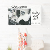 Elegantes Schwarz-Weiß-Hochzeitsauto Banner (Insitu)