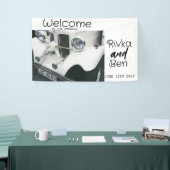 Elegantes Schwarz-Weiß-Hochzeitsauto Banner (Messeveranstaltung)