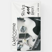 Elegantes Schwarz-Weiß-Hochzeitsauto Banner (Vertikal)