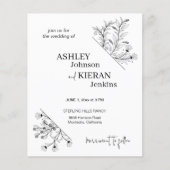 Elegantes Schwarz-Weiß-Hochzeitsbudget Einladung Flyer (Vorne)