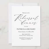 Elegantes Schwarz-Weiß-Hochzeitsessen Probe Einladung (Vorderseite)