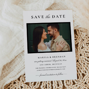 Elegantes Schwarz-Weiß-Hochzeitsfoto Save The Date