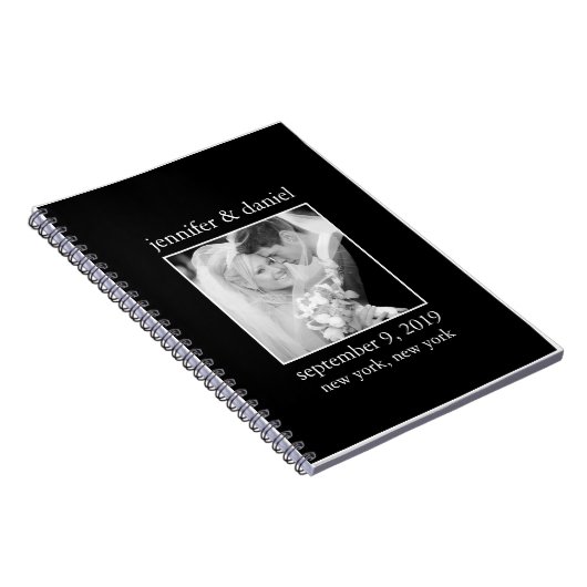 Elegantes Schwarz-Weiß-Hochzeitsgast-Sign in Book Notizblock (Rechte Seite)