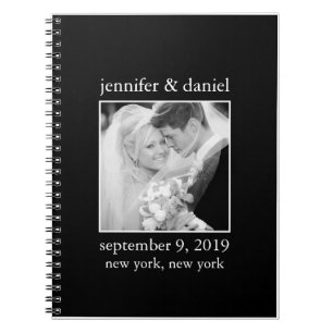 Elegantes Schwarz-Weiß-Hochzeitsgast-Sign in Book Notizblock