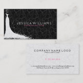 Elegantes Schwarz-Weiß-Hochzeitskleid Visitenkarte (Vorne/Hinten)