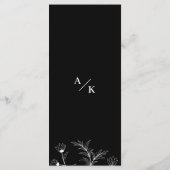 Elegantes Schwarz-Weiß-Hochzeitsmenü Menükarte (Rückseite)