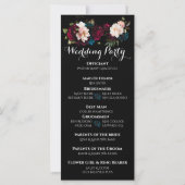 Elegantes Schwarz-Weiß-Hochzeitsprogramm (Rückseite)