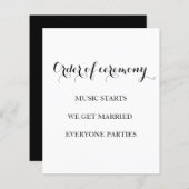 Elegantes Schwarz-Weiß-Hochzeitsprogramm (Vorne/Hinten)