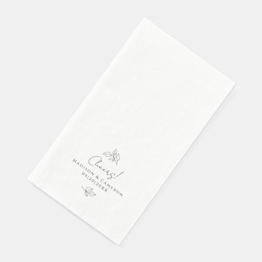 Elegantes Schwarz-Weiß-Hochzeitsprogramm Botanisch Serviette (Ecke)