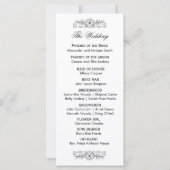 Elegantes Schwarz-Weiß-Hochzeitsprogramm Geblüht (Rückseite)