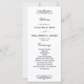 Elegantes Schwarz-Weiß-Hochzeitsprogramm Geblüht (Vorderseite)