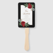 Elegantes Schwarz-Weiß-Hochzeitsprogramm in Roter  Fächer (Vorderseite)