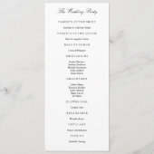 Elegantes Schwarz-Weiß-Hochzeitsprogramm Programm (Rückseite)