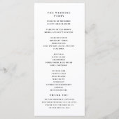 Elegantes Schwarz-Weiß-Hochzeitsprogramm Programm (Rückseite)