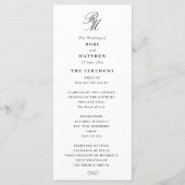 Elegantes Schwarz-Weiß-Hochzeitsprogramm Programm (Vorderseite)