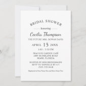 Elegantes Schwarz-Weiß-Hochzeitssemble-Brautparty Einladung (Vorderseite)