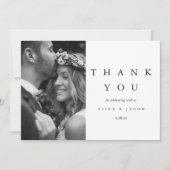 Elegantes Schwarz-Weiß-Hochzeitssemble-Foto Dankeskarte (Vorderseite)