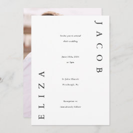 Elegantes Schwarz-Weiß-Hochzeitssemble-Foto Einladung