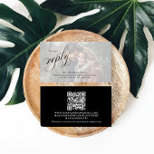 Elegantes Schwarz-Weiß-Hochzeitsskript Begleitkarte