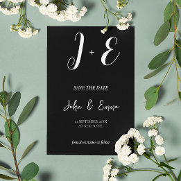 Elegantes Schwarz-Weiß-Hochzeitsthema Save The Date
