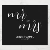 Elegantes Schwarz-Weiß-Hochzeitstil Bierflaschenetikett (Einzelnes Label)