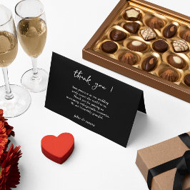 Elegantes Schwarz-Weiß-Hochzeitstil Dankeskarte