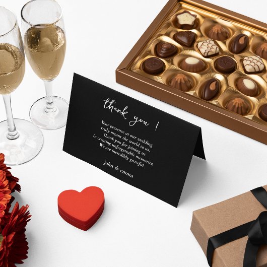 Elegantes Schwarz-Weiß-Hochzeitstil Dankeskarte