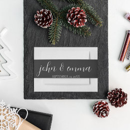 Elegantes Schwarz-Weiß-Hochzeitstil Einladungsbanderole