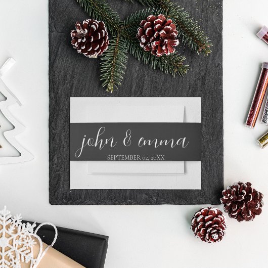 Elegantes Schwarz-Weiß-Hochzeitstil Einladungsbanderole