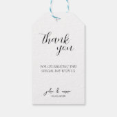 Elegantes Schwarz-Weiß-Hochzeitstil Geschenkanhänger (Rückseite)