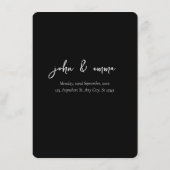 Elegantes Schwarz-Weiß-Hochzeitstil Menükarte (Rückseite)