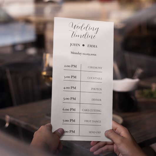 Elegantes Schwarz-Weiß-Hochzeitstil Programm