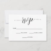 Elegantes Schwarz-Weiß-Hochzeitstil RSVP Karte (Vorderseite)